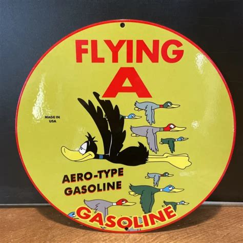 Vintage Style Flying A Gasoline 10 Inch Porcelain Dealer Sign Made