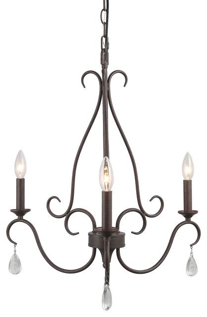 Lnc 3 Light Chandelier French Country Shabby Chic Adjustable Brown Rust
