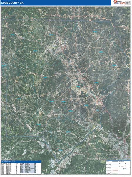 Cobb County Ga Wall Map Satellite Zip Style By Marketmaps