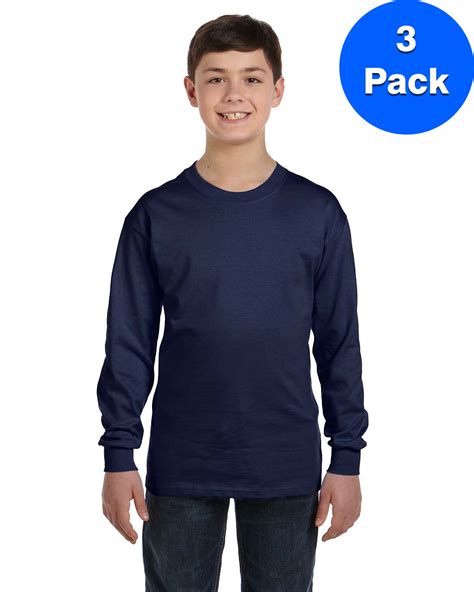 Boys 61 Oz Tagless Comfortsoft Long Sleeve T Shirt 5546 3 Pack