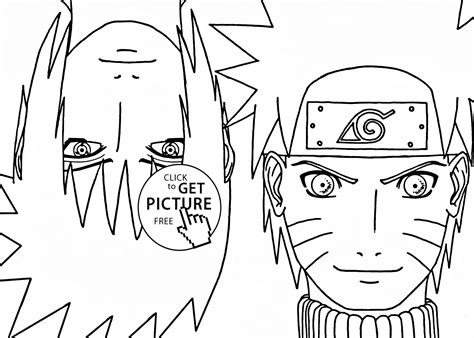 Probably won't look at sharp as some of these pictures though. Naruto with Sasuke anime coloring page for kids, manga ...