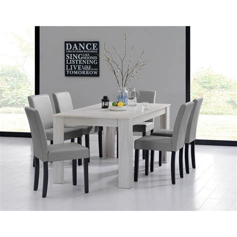 Shop for dining room tables at baer's furniture. en.casa Dining Table 160X90 Oak White +6 Chairs Light ...