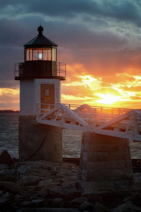 Sunset Marshall Point Lighthouse Photograph By Jeff Bazinet Fine