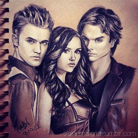 My Slightly Cartoonized Version Of The Vampire Diaries Stars Done With A B Mechanical Pencil