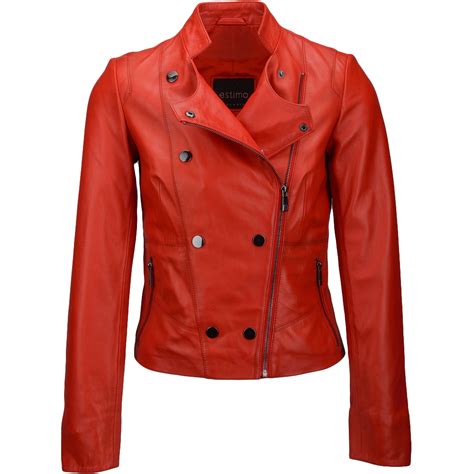 Vegetable Tanned Leather Biker Jacket Red Rosabel
