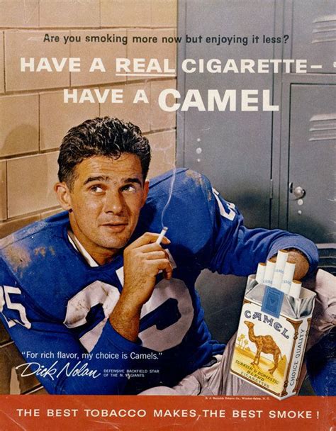 1960 Camel Cigarettes Ad Football Player Dick Nolan Photo Retro Tobacco