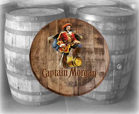 Rustic Home Bar Decor Captain Morgan Rum Pirate Barrel Lid Wood Wall