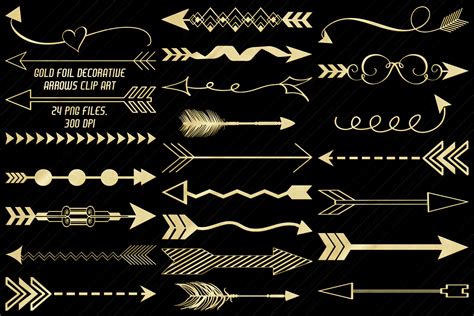 Gold Foil Decorative Arrows Clip Art By Me And Ameliè Thehungryjpeg