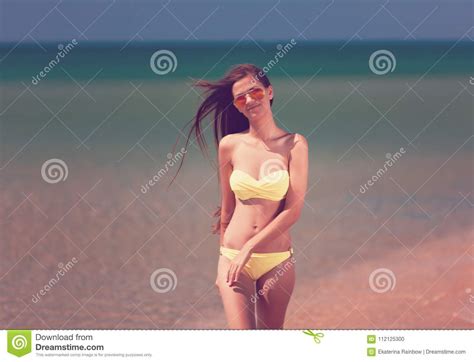 Yellow Bikini Sea Close Up Stock Photo Image Of Relax Exotic