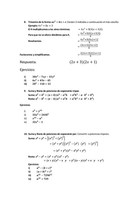 Sobre aquél se erigieron la aritmética y el álgebra; 10 CASOS DE FACTORIZACION ALGEBRA DE BALDOR PDF