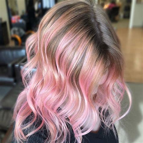 «pink highlights and blonde hair. 50 Bold and Subtle Ways to Wear Pastel Pink Hair