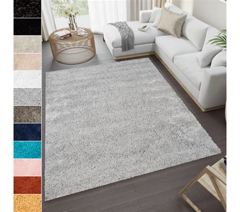 Tapis Salon Gris Unicolore Moelleux Poil Long Shaggy 200 X 300 Cm