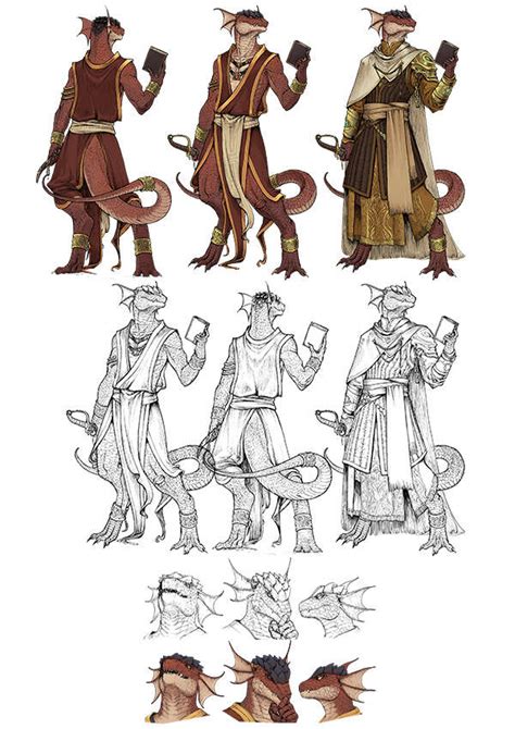 Character Stock Sketch And Color Series Lizardfolk Noble Vagelio