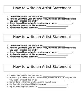 As part of your new artist shop, you have a new profile. How to Write an Artist Statement by Art with G- | TpT