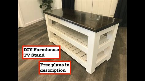 Diy Farmhouse Tv Stand Build Free Dimensions And Plans In Description