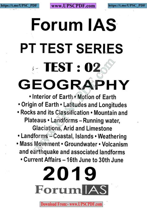 Forum Ias Prelims Test 2 2019 With Solution