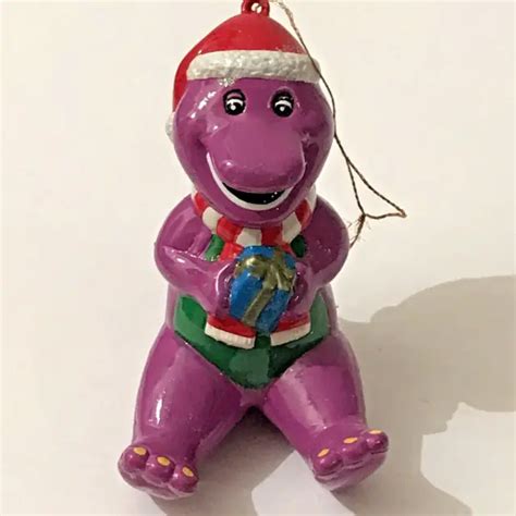 Vtg Barney Christmas Ornament Kurt Adler 1999 Dinosaur Santa Hat