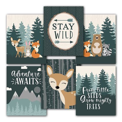 Buy Hadley Designs 6 Reversible 8x10 Woodland Nursery Decor For Boys