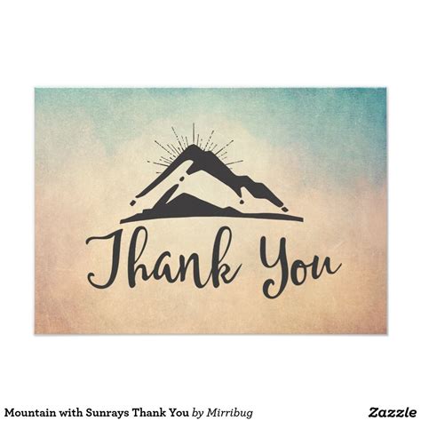 Mountain With Sunrays Thank You Custom Thank You Cards
