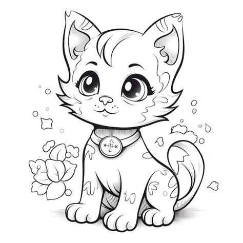 Premium Ai Image A Cute Cat For Coloring Book Page For Kids One