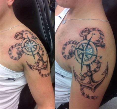 Shoulder Anchor With Compass Tattoo Nautical Compass Tattoo Nautical