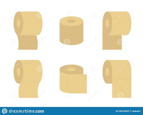 Set Of Sanitary Toilet Paper Icons Vector Bathroom Illustration Stock