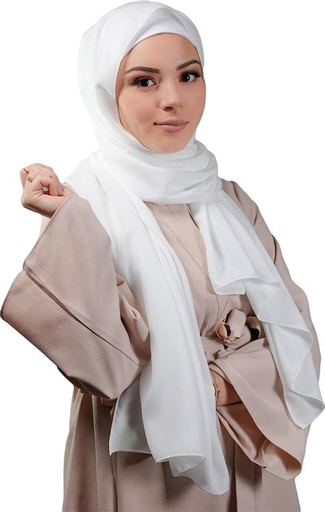 hijab seide für muslimische frauen gr einheitsgröße weiß amazon de fashion
