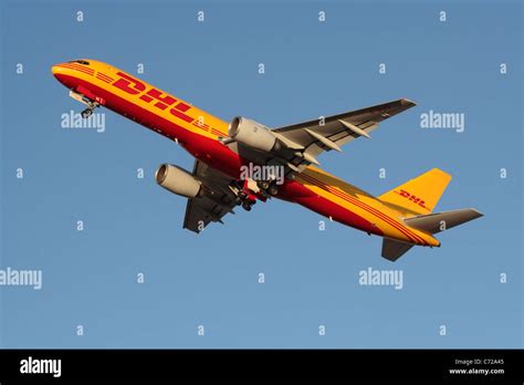 Freight Transport By Air Dhl Boeing 757 200f Cargo Jet Plane Taking