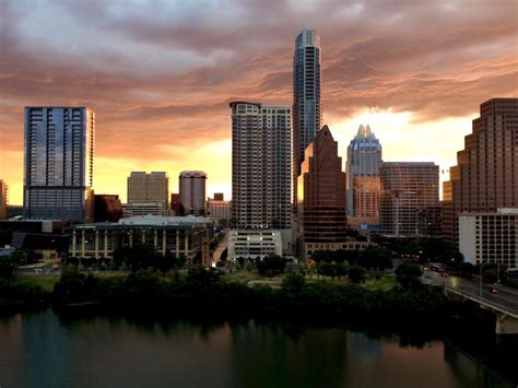 Austin Sunrise Downtown Summer 2013 City View Downtown Sunrise