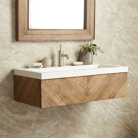 Native Trails 36 Chardonnay Floating Vanity With Nativestone Trough In