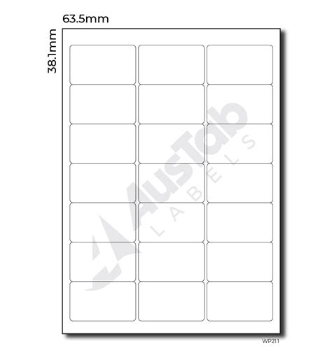 Label Template 21 Per Sheet