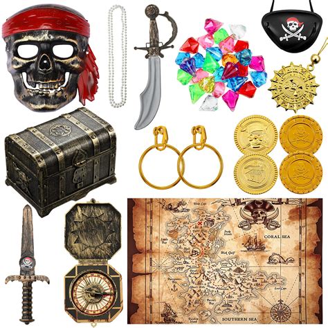 Buy 94 Pieces Pirate Costume Accessories Include Pirate Treasure Chest