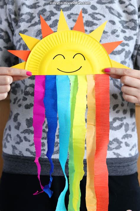 Paper Plate Sun And Rainbow Craft Sun Crafts Rainbow Crafts