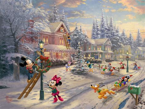 Mickeys Victorian Christmas Limited Edition Art Thomas Kinkade