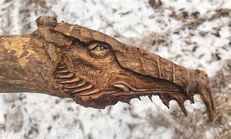 Dragon, Wood Carving, Fantasy Art, by Josh Carte, Hand Carved Sculpture ...