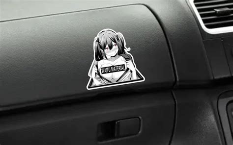 Jdm Waifu Material Sticker Senpai Decal Anime Hot Girl Fun Car Bumper Sticker Window Peeker
