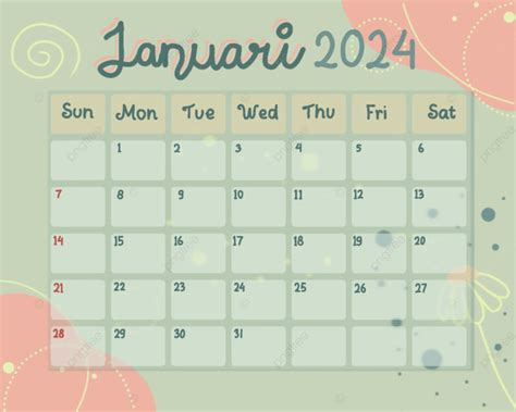 Calendar January Calendar Green Png Transparent Clipart