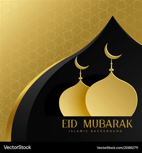 Eid Mubarak Creative Greeting With Mosque Top Vector Image