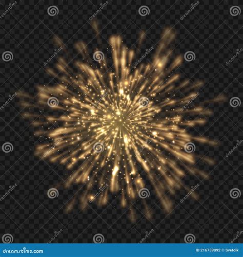 Glowing Starburst Explosion With Sparkles And Rays Golden Light Flare