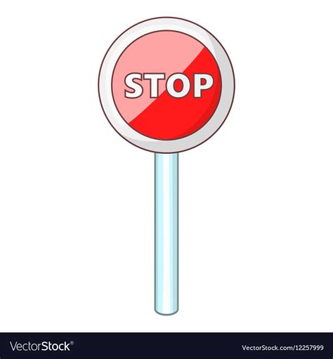 Red Stop Sign Icon Cartoon Style Royalty Free Vector Image