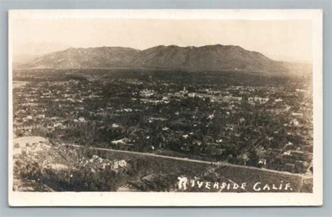 Riverside Ca Aerial Photo Rppc Antique California~mt Rubidoux Postcard