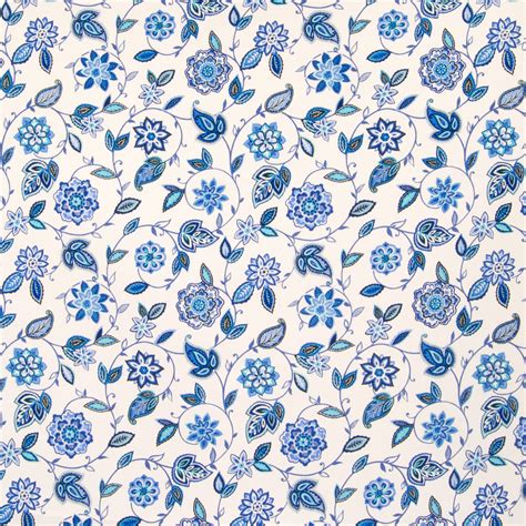 delft blue floral print upholstery fabric