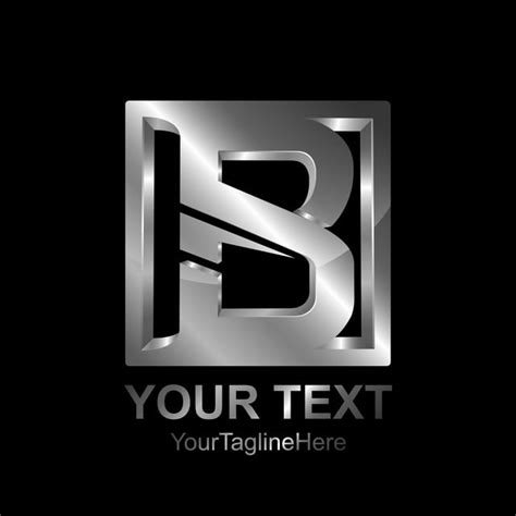 Initial Letter B Logo Template Colored Silver Square Design Template