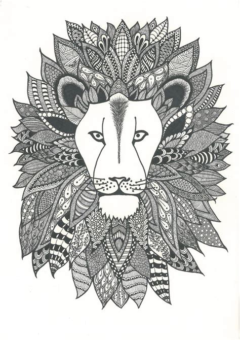 Zentangle Lion By Poreenart