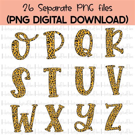 Leopard Alphabet Png Bundle Leopard Print Png Sublimation Etsy
