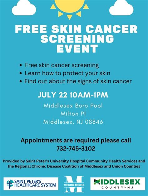 Free Skin Cancer Screening Event Saturday July 22 — Middlesex Borough
