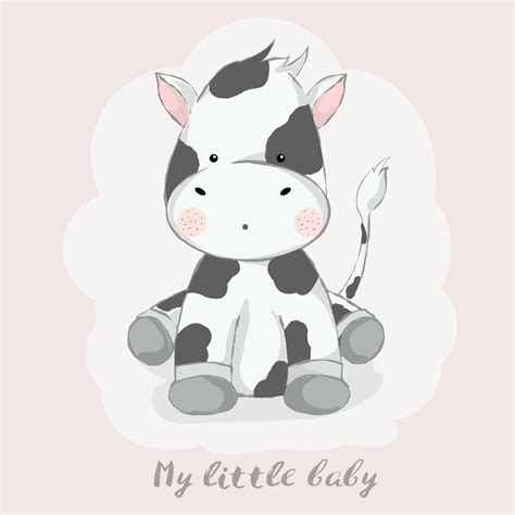 Cute Baby Cow Cartoon Hand Drawn Stylevector Illustration 621695