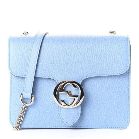 Gucci Dollar Calfskin Small Interlocking G Shoulder Bag Mineral Blue