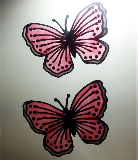 2 Pink Butterfly Window Clings Decals By Hawindowartandcrafts