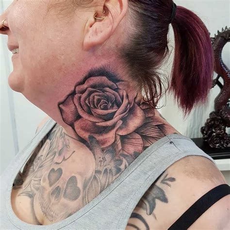 Top 71 Best Rose Neck Tattoo Ideas 2021 Inspiration Guide